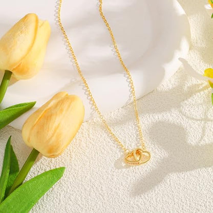 Starain Sunflower Necklaces for Women 14K Gold Plated Rotate Sunflower Pendant Necklace Cute Fun Necklaces 18 inch - color: H-Double Heart