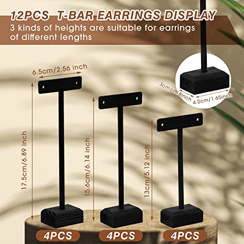Marsui Earring Display Stands for Selling Set Wooden T Bar Jewelry Display Stand Holder for Necklaces Bracelet Showroom Trade - color: Black