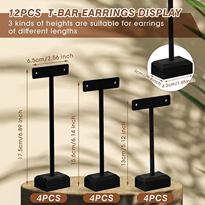 Marsui Earring Display Stands for Selling Set Wooden T Bar Jewelry Display Stand Holder for Necklaces Bracelet Showroom Trade - color: Black