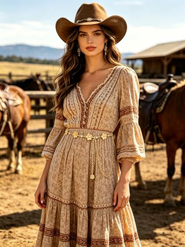 WELROG Metal Waist Chain Belt for Women - Pearls Gold Silver Chain Belts for Dresses Jeans - color: FLower - Gold