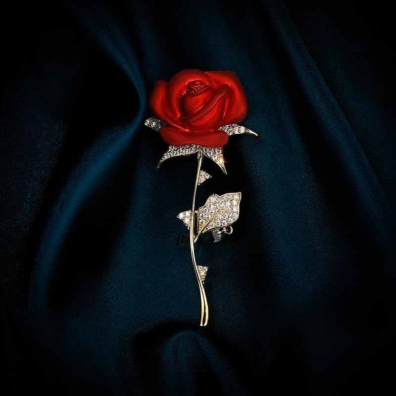 Red Rose Flower Brooches and Pins for Women Costume Jewelry Brooch Pins Broches Jewelry for Women Elegant Lady Pin - style: Red2687