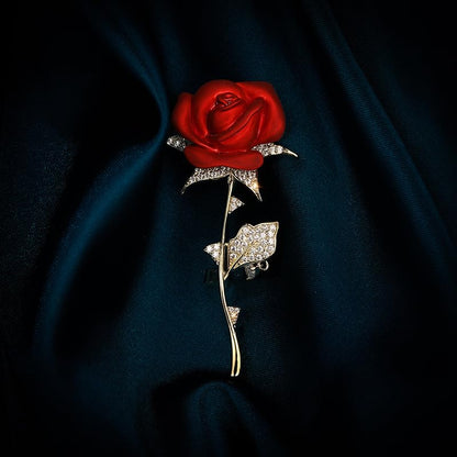 Red Rose Flower Brooches and Pins for Women Costume Jewelry Brooch Pins Broches Jewelry for Women Elegant Lady Pin - style: Red2687