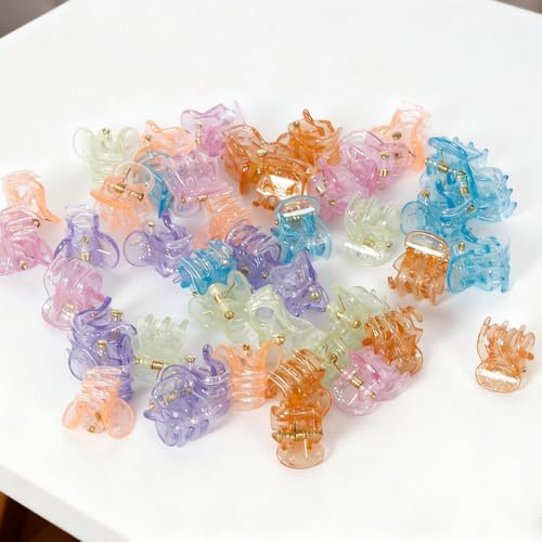 50 PCS Mini Hair Claw Clips， Bangs Strong Grip Multifunction Clamp Clips. (Glitter) - color: Glitter