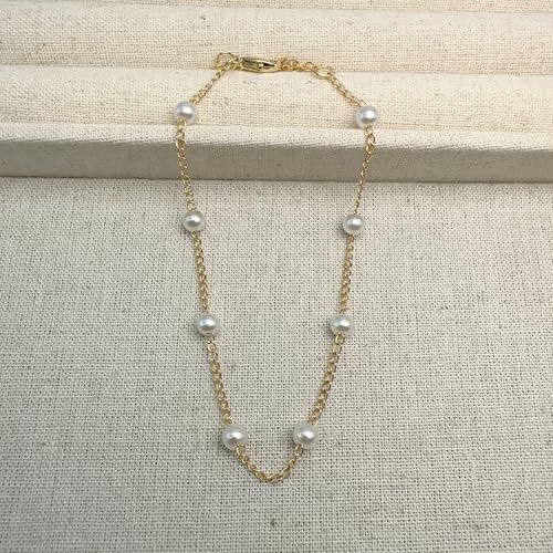 Anklet for Women Layered Anklets Women Double Heart Silver Bohemian Pearls Flat Chain Ankle Bracelet Charm Beaded Dainty Foot Jewelry Heart Charm Dainty Layer Anklets Trendy - color: Tiny Pearl
