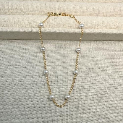 Anklet for Women Layered Anklets Women Double Heart Silver Bohemian Pearls Flat Chain Ankle Bracelet Charm Beaded Dainty Foot Jewelry Heart Charm Dainty Layer Anklets Trendy - color: Tiny Pearl