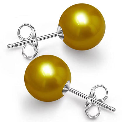 Pearl Stud Earrings Multicolor Shell Beads Pearl Hypoallergenic Stud Earrings Ocean Shell Pearl Jewelry - color: Gold