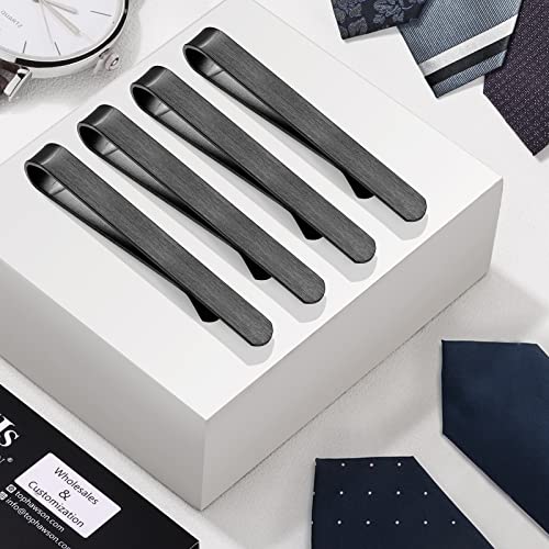 2.2/2.5 Inch Tie Clips for Men in Gift Box, Tie Bar Clip Set for Mens Regular Tie or Traditional Tie, Birthday Anniversary Christmas Gift - size: 2.2 Inch, style: 4PCS-Black Brushed