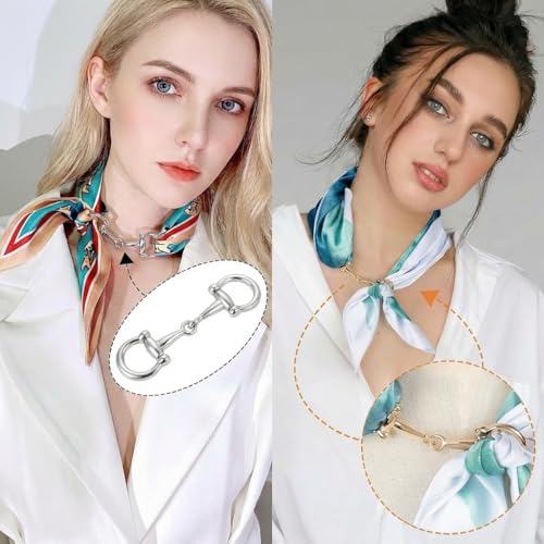 8PCS Scarf Rings Scarf Clip Ring and Slides for the Side of Clothes Corner | Elegant Clothing Shirt Ties for Women Horsebit Scarves Buckle Rings Tightener