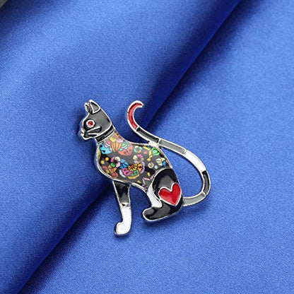 NEWEI Cat Brooch Pins for Women Girls Jacket Bag Charms Cat Pins Jewelry Gifts - color: Shadow