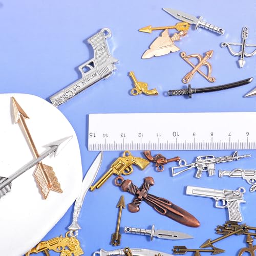 stino 100 G Mixed Style Metal Charms for Jewelry Making, Bulk Silver & Gold Plated, for Bracelet, Necklace, Earrings DIY Crafts - style: Weapon