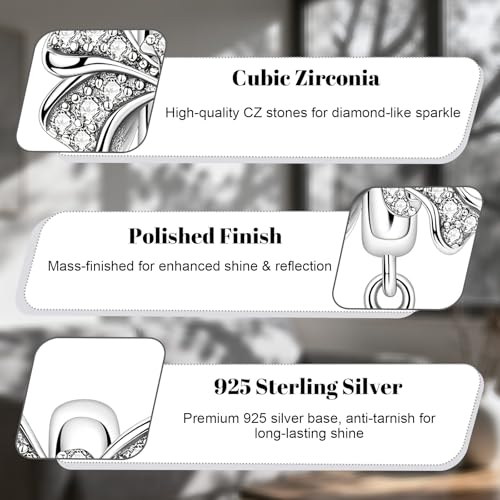 LaMenars 925 Sterling Silver Charms for Pandora Bracelets & Necklaces | Bead Charms Birthday Holiday Jewelry Gifts For Women - color: Bow Heart Dangle