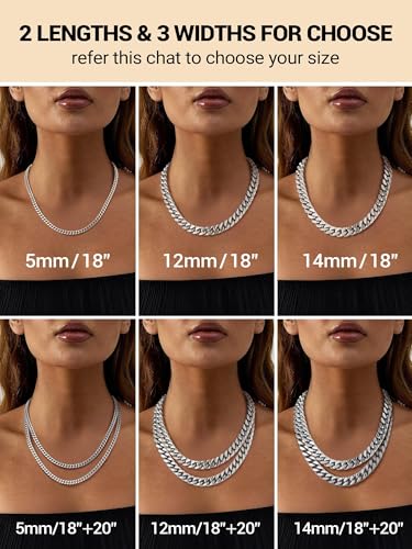 PROSTEEL Chunky Cuban Link Curb Chain Necklace for Women Men, Stainless Steel Choker Thick Trendy Statement Hip Hop Miami Cuban Chain Jewelry Gifts Unisex Size,5/12/14mm Widths,18"/20" - color: 5mm-Silver, size: 20inches
