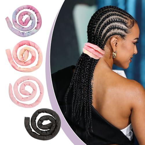 4 Pieces Spiral Lock Hair Tie, Dreadlock Hair Tie Set, Iron Wire Embedded, Bendable Ponytail Holders for Women and Men for Braids Loc Thick Curly Hairs (Multi)