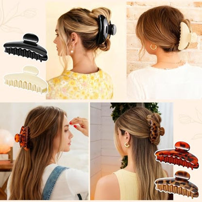 6 Pack Leopard Print Hair Claw Clips for Women Large Non-Slip Celluloid Banana Clips, Tortoise Shell Jaw Barrettes for Thick Hair, Fashion Hair Accessories for Girls Gift - size: Leopard