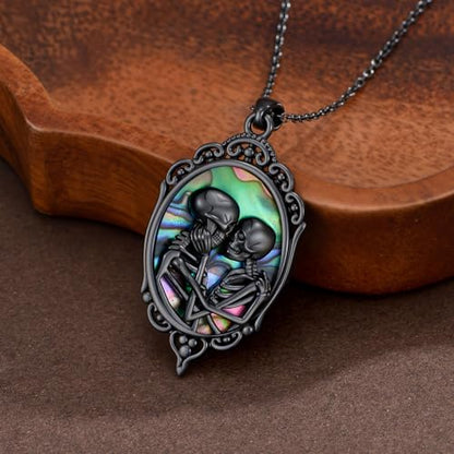 Sterling Silver Halloween Necklace Gothic Jewelry Gifts for Women Men - style: Cameo-Skeleton