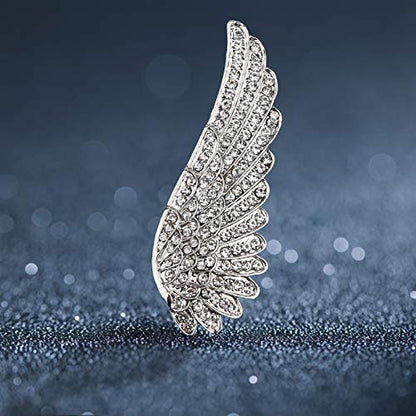 Pearl Diamond Brooch Pins for Dress Sweater Scarf, Wedding Party Decoration Birthday Christmas Gift - style: Angel Wing (Silver)