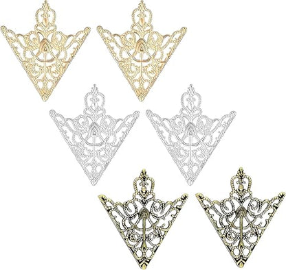 5 Pairs Retro Hollow Pattern Shirt Collar Brooches For Women And Men Gold Plated Triangle & Simple Elegant Double Leaf Collar Pin Brooches Gold Silver Plant Brooch Jewelry - style: three triangle