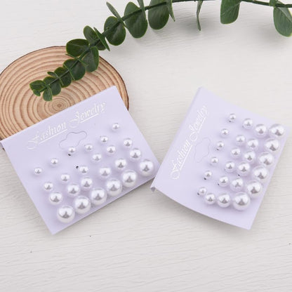 Pearl Stud Earrings for Women Elegant Trendy Round Cubic Zirconia Earrings Studs Pearl Cz Studs Earring for Women - color: two