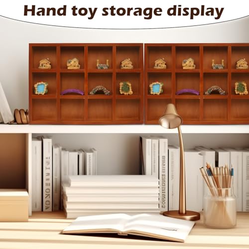 2 Pack Wooden Jewelry Drawer Organizer Trays - 12 Grid Low Profile Divider Inserts for Earrings, Rings, Bracelets & Bangles - 13.2" x 9.3" Wood Display Storage Box Fits Vanity Dresser Drawers