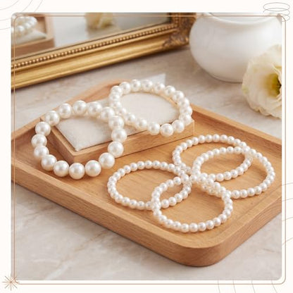12 Pcs Pearl Bracelets for Women Faux Pearl Bracelet Stackable Boho Jewelry for Daily Wear Bridesmaid Bridal Wedding