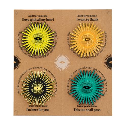 Set of 4 Sun Enamel Lapel Pin - A Thoughtful Gift for Best Friend and Loved One - A Unique Message on Each Pin