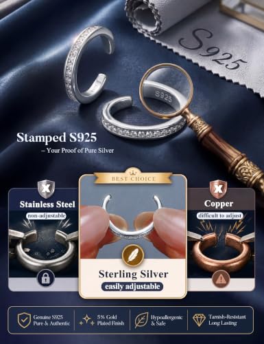 Subiceto 925 Sterling Silver Ear Cuffs Non Piercing - Adjustable Hypoallergenic 14K Gold Plated Clip On Earrings for Women Cubic Zirconia Silver Ear Cuff Helix Cartilage Fake Piercing - color: 06 Simple CZ Silver Tone