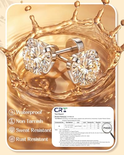 ORAZIO 6Pairs Hypoallergenic Flat Back Earrings 316L Stainless Steel Studs for Sensitive Ears, 3-8mm Cubic Zirconia, Stylish Jewelry for Women Men - Silver - color: Silver Plating