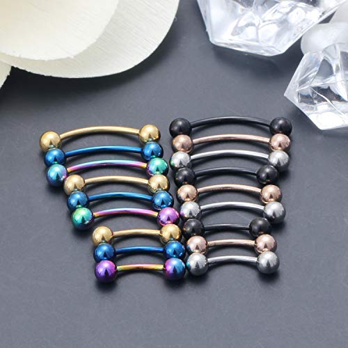 SCERRING 18-30PCS 20G Stainless Steel Eyebrow Tragus Helix Rook Daith Earrings Lip Ring Barbell with Balls Body Piercing Jewelry 6mm 8mm 10mm - color: 18PCS - Mix Color