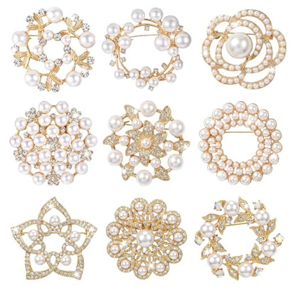 4pcs Brooches and Pins for Women, Flower Brooch, Crystal Pearl Brooch, for Women Fashion Accessories - style: Sunflower