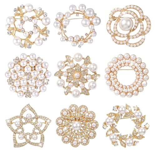 4pcs Brooches and Pins for Women, Flower Brooch, Crystal Pearl Brooch, for Women Fashion Accessories - style: Sunflower