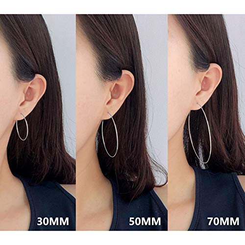 ESMATOO Thin Gold Hoop Earrings for Women - Hypoallergenic Lightweight Gold Hoop Earrings Dainty - Large - color: Silver, size: 50MM