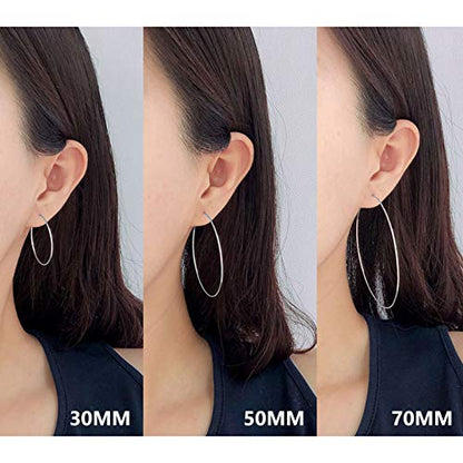 ESMATOO Thin Gold Hoop Earrings for Women - Hypoallergenic Lightweight Gold Hoop Earrings Dainty - Large - color: Silver, size: 50MM