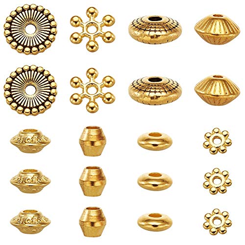 Craftdady Tibetan Antique Golden Spacer Beads with Cotainer Box(8 Styles, 320Pcs) - color: 8 Styles, 320Pcs, Golden