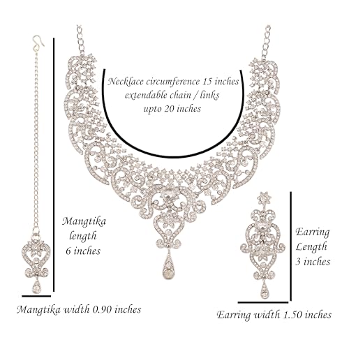 Touchstone Indian jewelry set for women bollywood gold jewellery wedding outfits necklace sets earrings bridal maang tikka fancy costume girls big desi accessories rhinestone in gold or silver tone