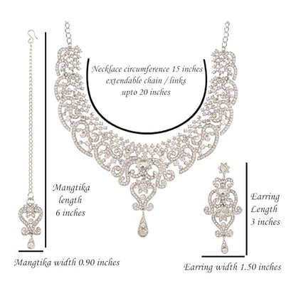 Touchstone Indian jewelry set for women bollywood gold jewellery wedding outfits necklace sets earrings bridal maang tikka fancy costume girls big desi accessories rhinestone in gold or silver tone