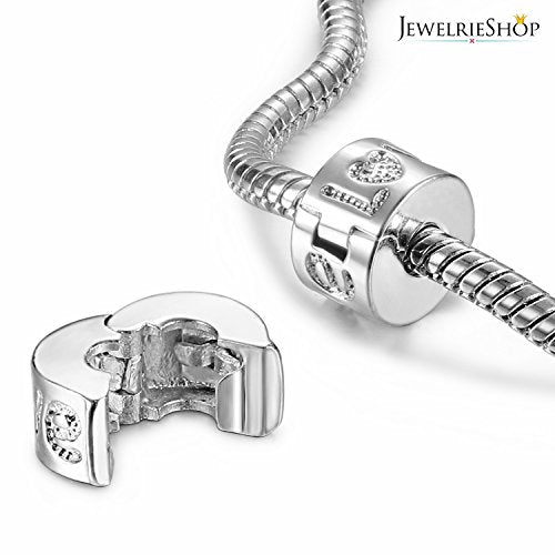 JewelrieShop Clip Spacer Charm for Bracelet Clip Lock Stopper Bead Spacer European Openable Beads 2pcs - color: #06S x 2 Pieces