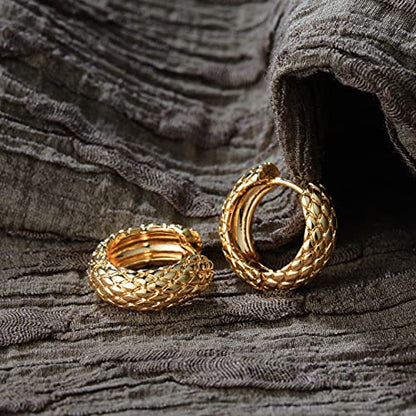 Cubic Zirconia Huggie Earrings 14k Gold Plated Tiny Earrings Small Huggie Hoop Earrings Simple Lightweight Hoops Gift for Women - color: Serpentine