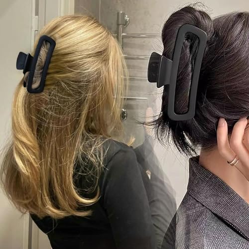Hair Claw Clips 5 Inch Unbreakable Extra Large Square Rectangle Matte XL Claw Clip Clamp Neutral Colors for Thick Curly Long Hair Women - 2 Pack - color: A1 5 inch