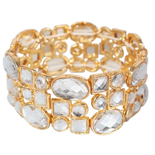 Touchstone Indian Bollywood Desire Brass Base Exotic Workmanship Free Size Cuff Bracelet in Antique Gold Or White Or Copper Tone for Women. - style: D003 Gold