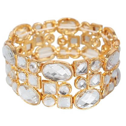 Touchstone Indian Bollywood Desire Brass Base Exotic Workmanship Free Size Cuff Bracelet in Antique Gold Or White Or Copper Tone for Women. - style: D003 Gold