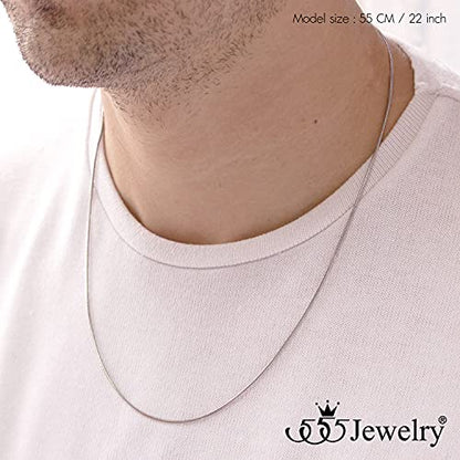 555Jewelry 1.2mm Stainless Steel Snake Chain Necklace for Men & Women, 16-28 Inch - color: Silver