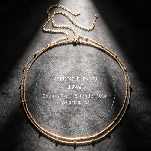 A Miaow Plated Gold Layered Belly Chain 14K Waist Chain Extender Waist Beads Water-Resistant Body Chain Belt for Women Summer Beach Bikini Music Festival Jewelry Accessories - color: Bead 2