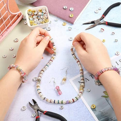 200PCS Rondelle Spacer Beads 8mm Gold Plated Czech White Crystal Rhinestone for Jewelry Making - color: 200Pcs Gold Plated/White, size: 8mm