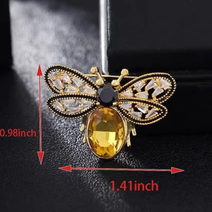 2pcs Rhinestone Brooch Pin for Women Dress Elegant Stylish Crystal Brooches Fashion Accessories Pins Lapel Boutonniere Ideas Wedding Christmas Birthday Jewelry Easter Gift - color: 21 Bee Gold/Yellow