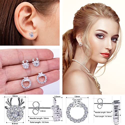 Earrings Holy Stud Earrings for Girls/Women, Sliver Gold Wedding Earrings for Bridesmaids - color: Deer&Wreath|Silver