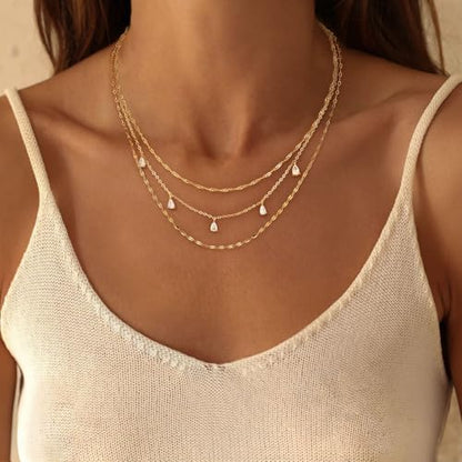 Layered Necklaces For Women,Dainty Gold Plated Necklace Stack Prom Layering Necklaces For Women Trendy Chain Cross Choker Necklace Set Fashion Accessories - color: 3set-1