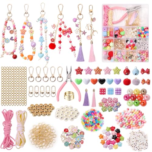 552PCS DIY Keychain Making Kit, Alphabet Beads Craft Set with Storage Box | Keychain Making Kit, 552PCS All-In-One Supplies, DIY Personalized Custom Charms, Multi-Scene Use, Beginner Friendly