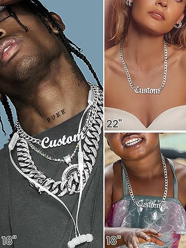 GoldChic JEWELRY Name Necklace Personalized for Men, Womens Custom Name Plate Chain, Stainless Steel Customized Old English Nameplate Choker with Curb Chains Custom, 16 inches to 30 inches - color: Cuban Chain 6 mm - Steel