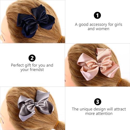 Abaodam 12 Pieces Mixed Color Bowknot Hair Clips for Solid Ribbon Hair Barrettes Set for Daily Wear and Party Styling Random Color