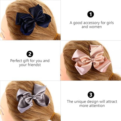 Abaodam 12 Pieces Mixed Color Bowknot Hair Clips for Solid Ribbon Hair Barrettes Set for Daily Wear and Party Styling Random Color
